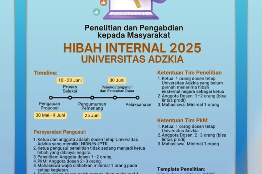 Pembukaan Pengajuan Proposal Hibah Internal Universitas Adzkia 2024/2025