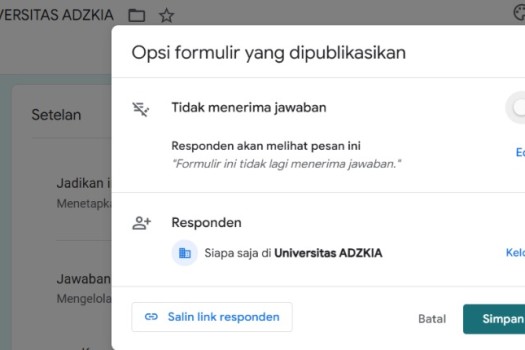 Penutupan Pendaftaran Hibah Internal Universitas Adzkia 2024/2025
